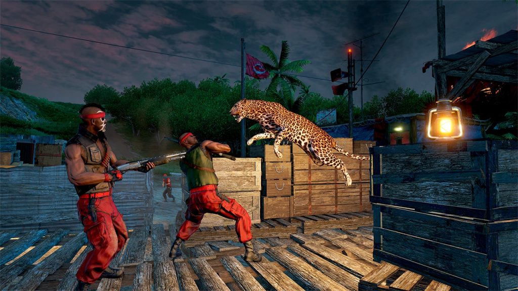 Far Cry 3: leopard happily jumping on the pirate